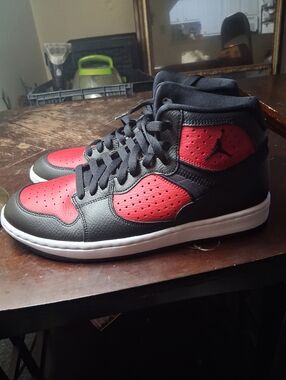 Jordan Black and Red High-Top Basketball Sneakers